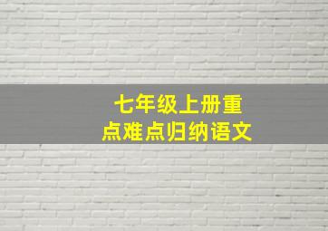 七年级上册重点难点归纳语文