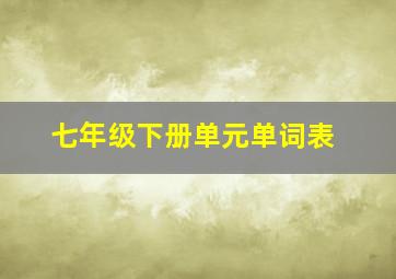 七年级下册单元单词表