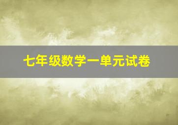 七年级数学一单元试卷