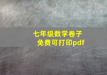 七年级数学卷子免费可打印pdf