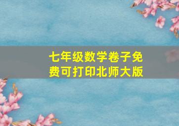 七年级数学卷子免费可打印北师大版