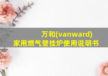 万和(vanward)家用燃气壁挂炉使用说明书