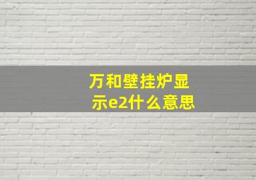 万和壁挂炉显示e2什么意思