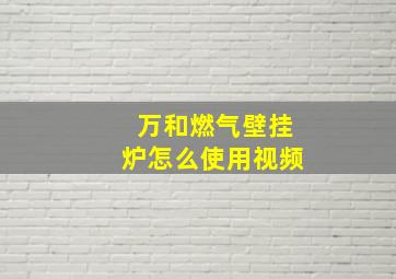 万和燃气壁挂炉怎么使用视频