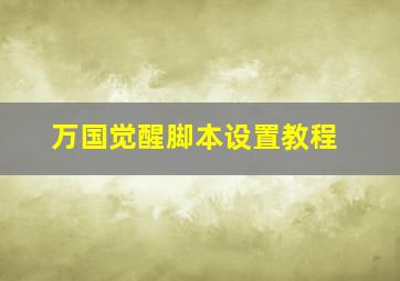 万国觉醒脚本设置教程