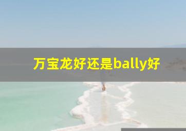 万宝龙好还是bally好