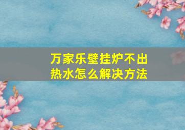 万家乐壁挂炉不出热水怎么解决方法