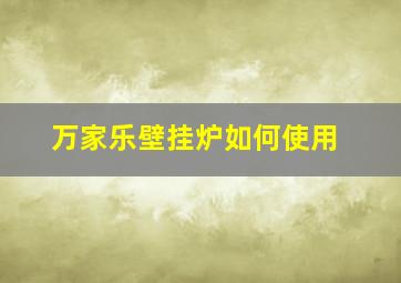 万家乐壁挂炉如何使用