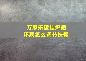 万家乐壁挂炉循环泵怎么调节快慢