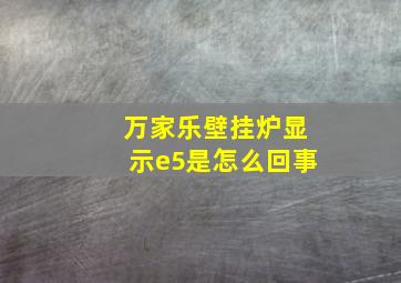 万家乐壁挂炉显示e5是怎么回事