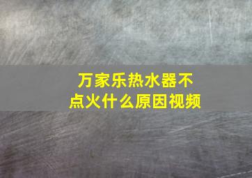 万家乐热水器不点火什么原因视频