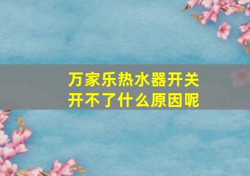 万家乐热水器开关开不了什么原因呢