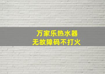 万家乐热水器无故障码不打火