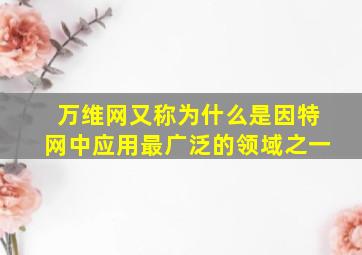 万维网又称为什么是因特网中应用最广泛的领域之一