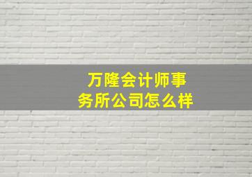 万隆会计师事务所公司怎么样