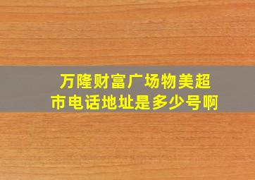 万隆财富广场物美超市电话地址是多少号啊