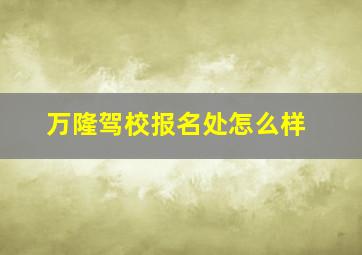 万隆驾校报名处怎么样