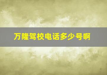 万隆驾校电话多少号啊