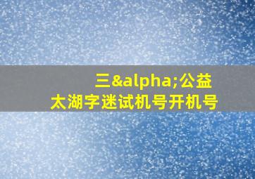 三α公益太湖字迷试机号开机号