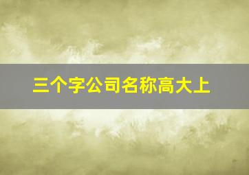 三个字公司名称高大上