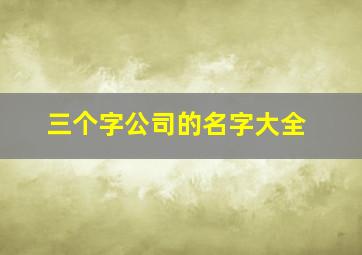 三个字公司的名字大全