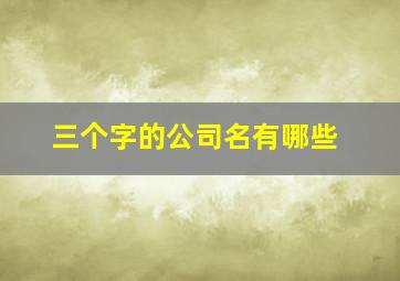 三个字的公司名有哪些