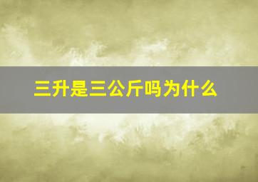 三升是三公斤吗为什么