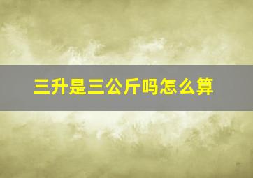 三升是三公斤吗怎么算