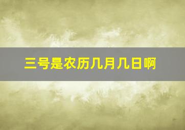 三号是农历几月几日啊