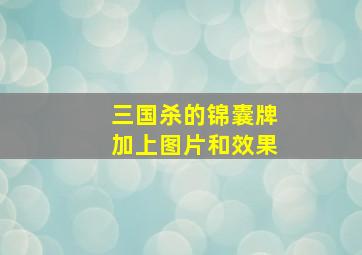 三国杀的锦囊牌加上图片和效果