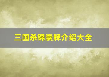 三国杀锦囊牌介绍大全