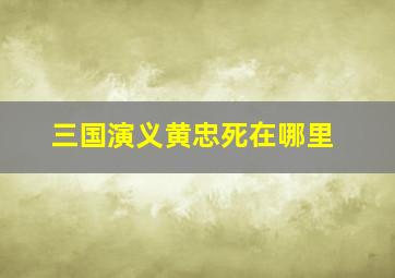 三国演义黄忠死在哪里