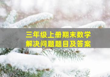 三年级上册期末数学解决问题题目及答案