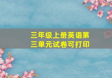 三年级上册英语第三单元试卷可打印