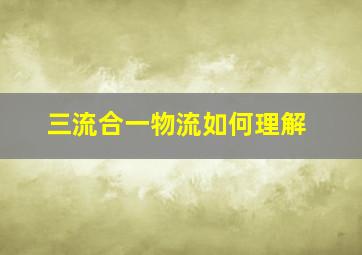 三流合一物流如何理解