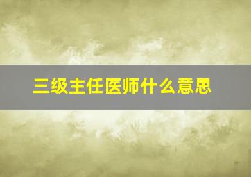 三级主任医师什么意思