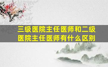 三级医院主任医师和二级医院主任医师有什么区别