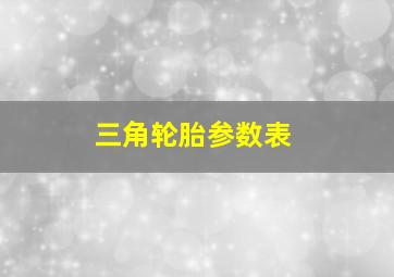 三角轮胎参数表