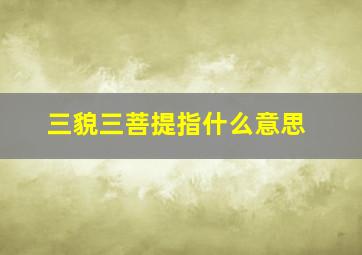 三貌三菩提指什么意思