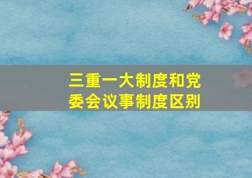 三重一大制度和党委会议事制度区别