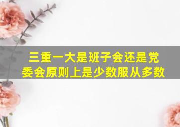 三重一大是班子会还是党委会原则上是少数服从多数