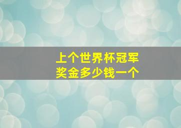 上个世界杯冠军奖金多少钱一个