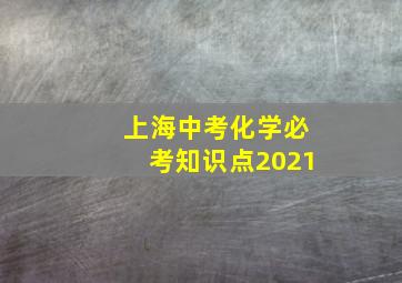 上海中考化学必考知识点2021