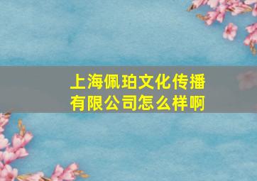 上海佩珀文化传播有限公司怎么样啊