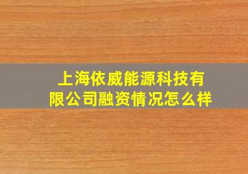 上海依威能源科技有限公司融资情况怎么样