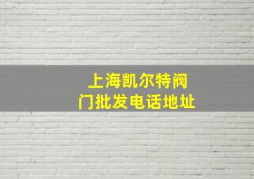 上海凯尔特阀门批发电话地址