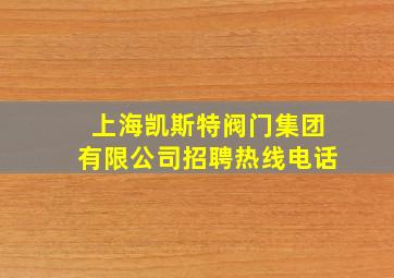 上海凯斯特阀门集团有限公司招聘热线电话