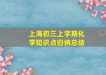 上海初三上学期化学知识点归纳总结