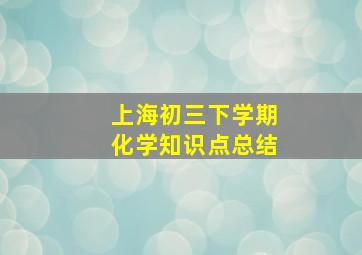 上海初三下学期化学知识点总结