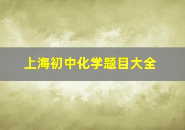 上海初中化学题目大全